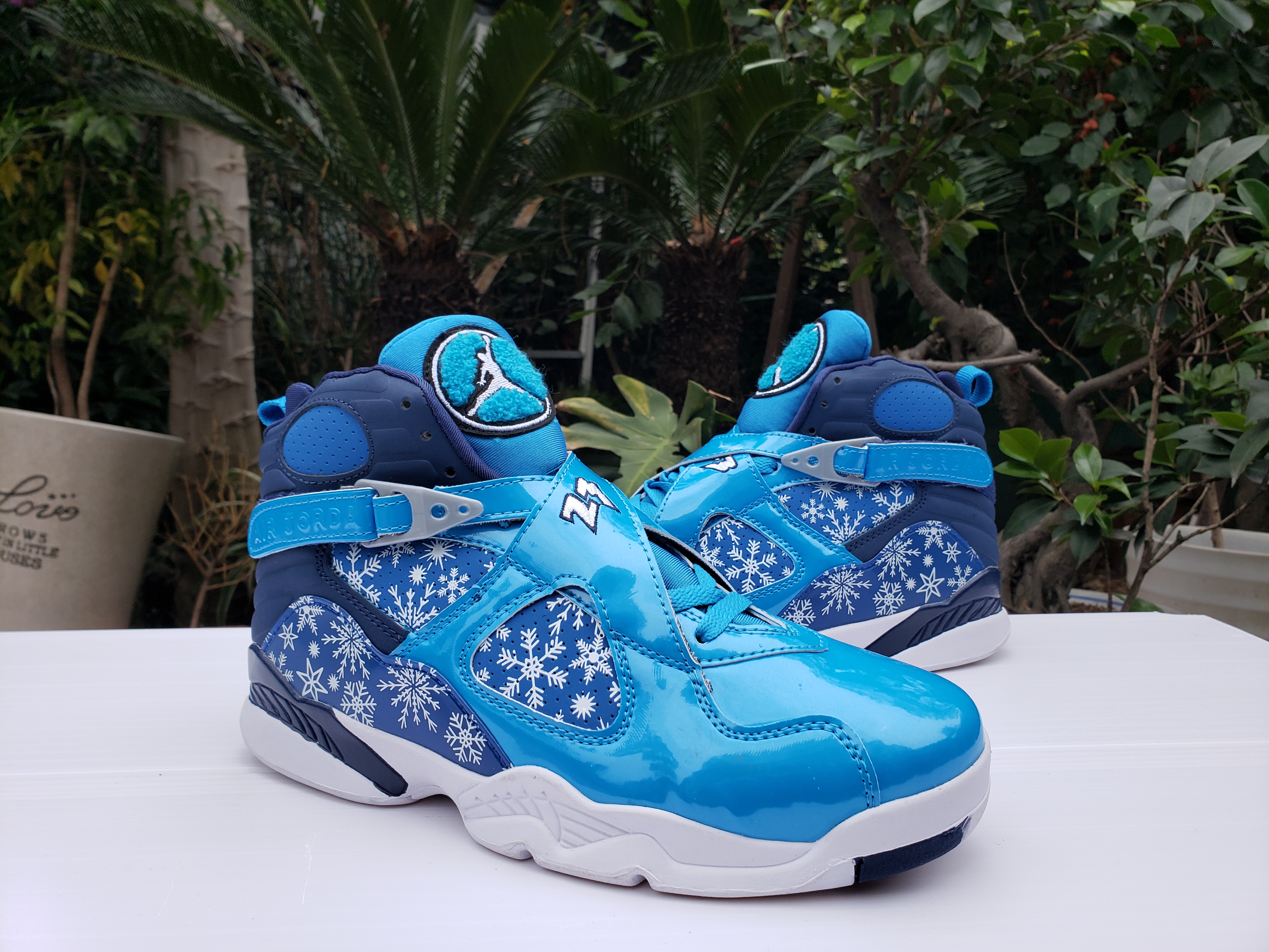 2020 Air Jordan 8 Jade Blue Snow Print